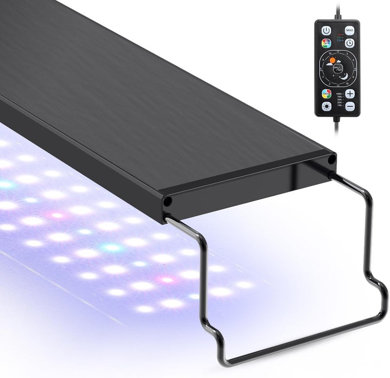Hygger إضاءة LED لحوض السمك مع وضع دورة النهار والليل 24/7 ومؤقت تشغيل/إيقاف تلقائي، سطوع قابل للتعديل، 7 خيارات ألوان، حامل قابل للتمديد لحجم 18~24 بوصة - Image 1